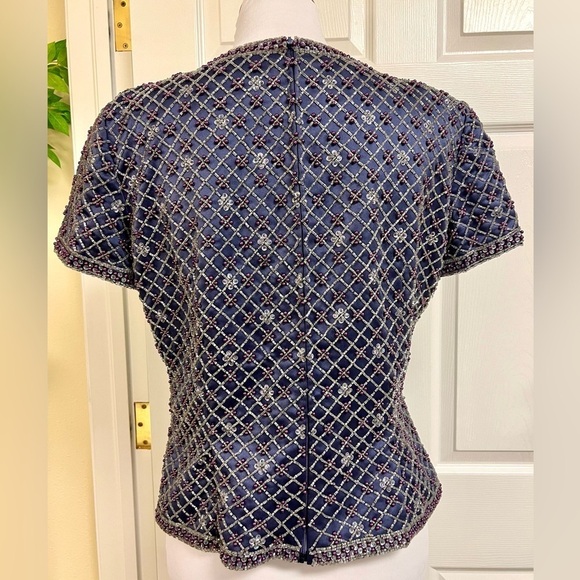 VIE by Victoria Royal 90s Vintage Beaded sequins Crop Top Blouse Victorian M - Picture 7 of 9